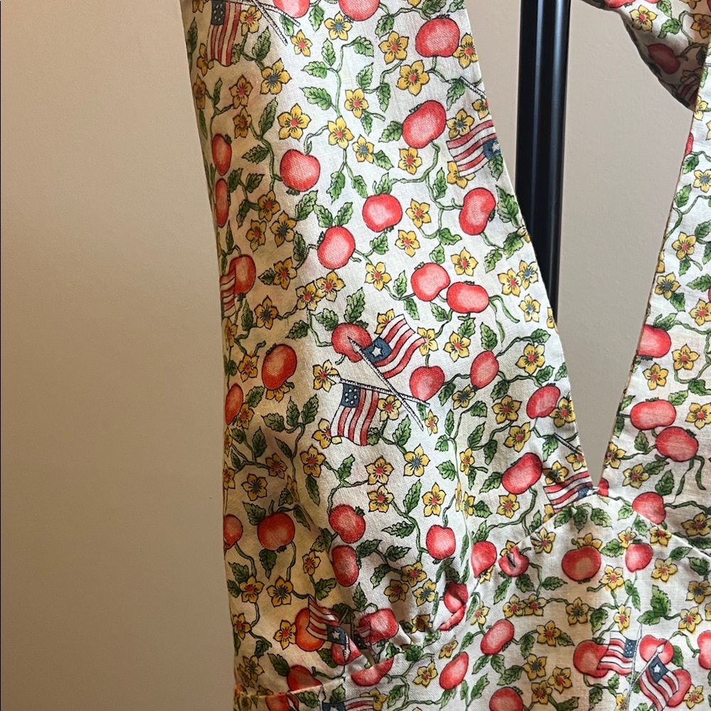 Vintage Style Apple Print Tie Back Crop Top Cottagecore Americana Halter Top S - Picture 3 of 7